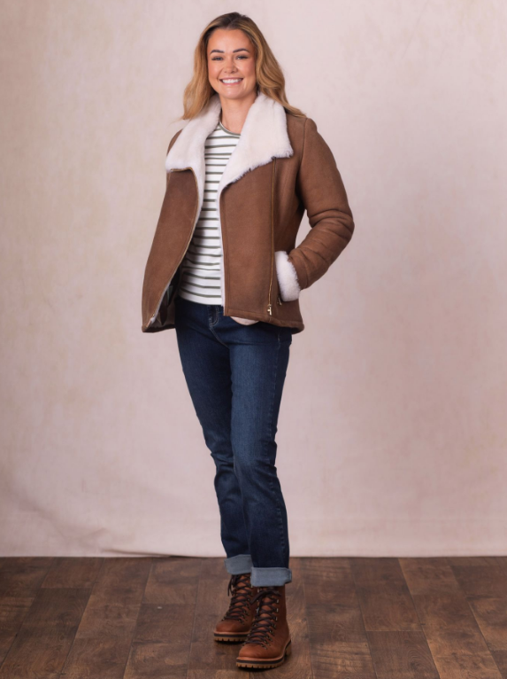 Allerdale Sheepskin Aviator Jacket in Caramel