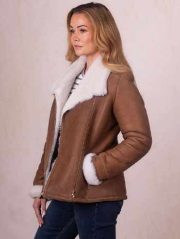 Allerdale Sheepskin Aviator Jacket in Caramel